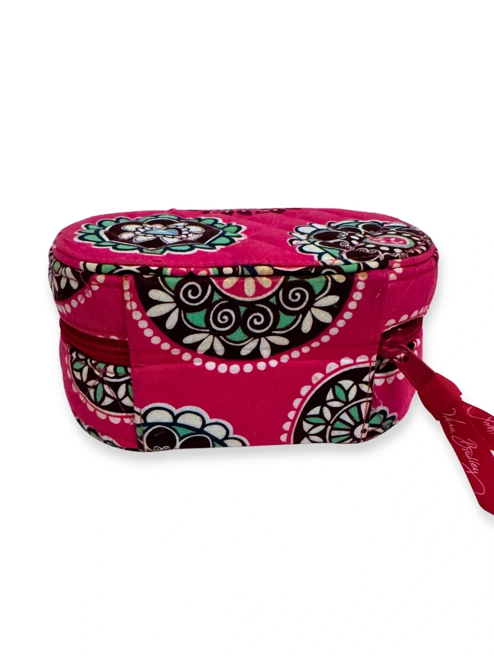 Vera Bradley Quilted Jewelry Box Travel Case Pink Cupcakes 6”x4”